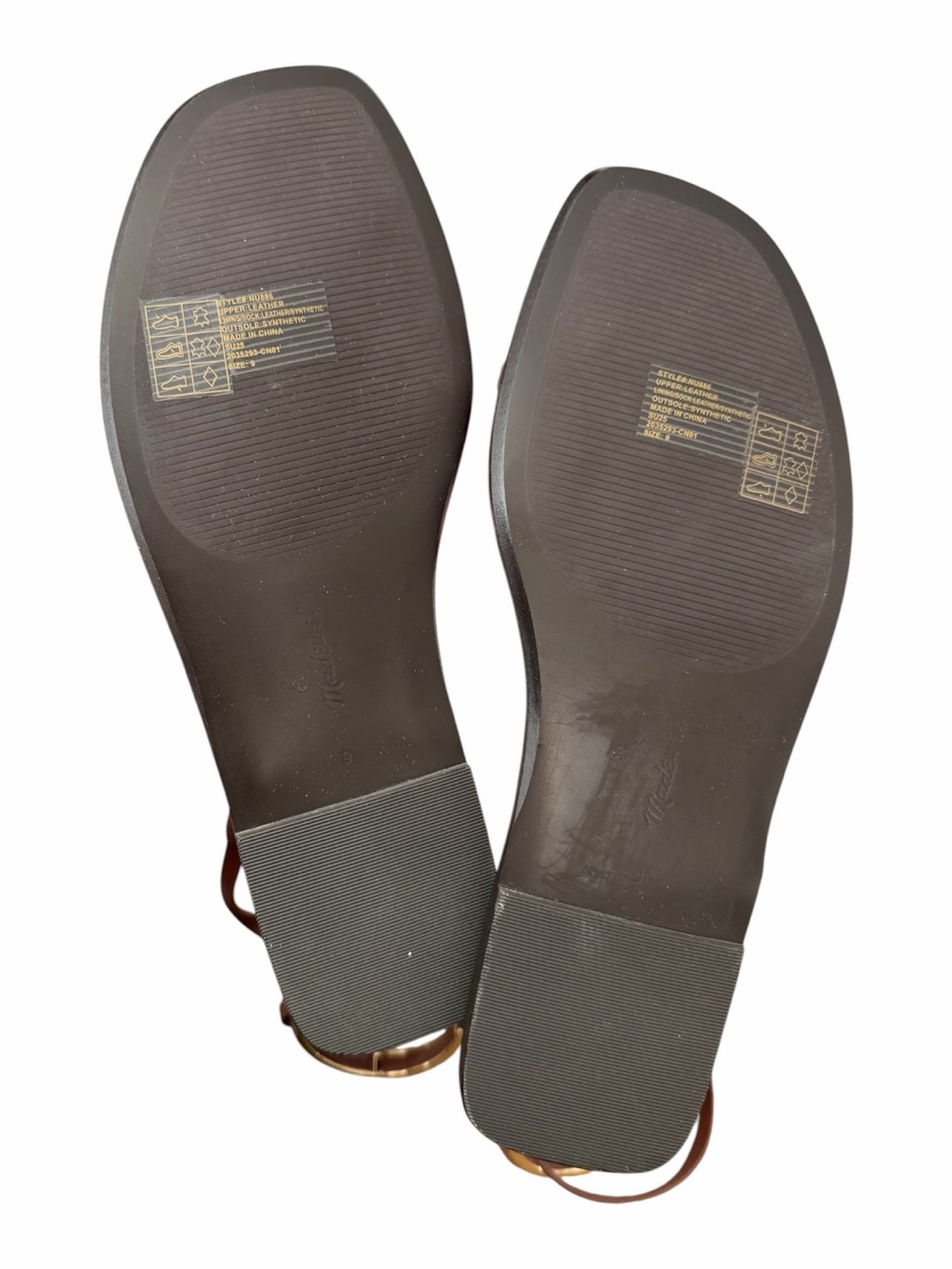 Madewell Burgundy Leather Strappy Sandals with Gold Buckle - Picture 7 of 7